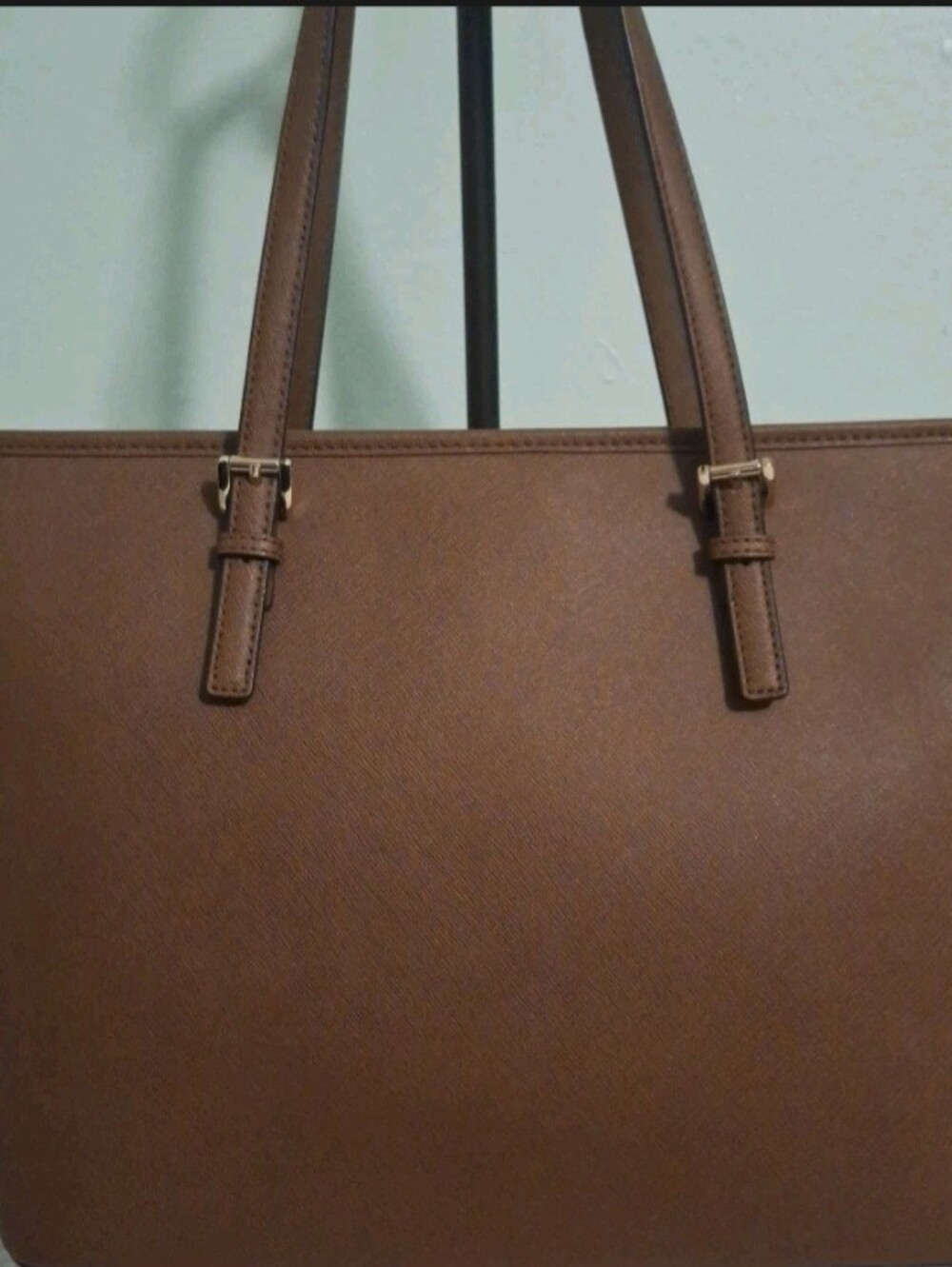 Michael Kors Cognac Leather Saffiano Tote with MK Charm - Picture 4 of 6